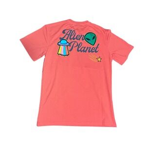 Graphic Tee Coral Pink Alien Planet T Shirt Men's Size XS